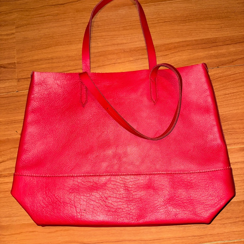 J. Crew Vibrant Red Leather Tote